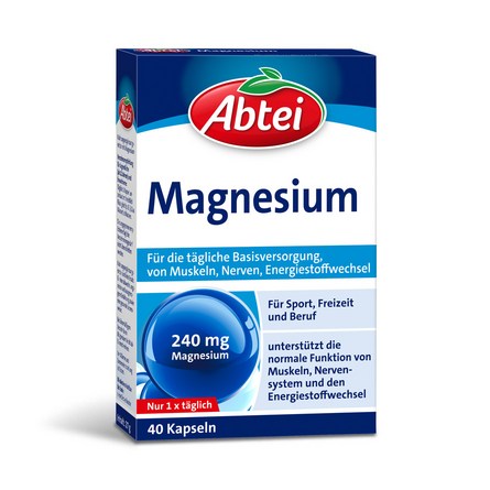Abtei Magnesium Kapseln 240 mg Packung – 40 Kapseln