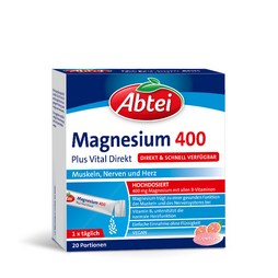 Abtei Magnesium 400 Plus Vital Direkt Granulat Packung mit 20 Portionen