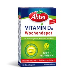 Abtei Vitamin D3 Pflanzlich Wochendepot Flüssigkapseln Packung 